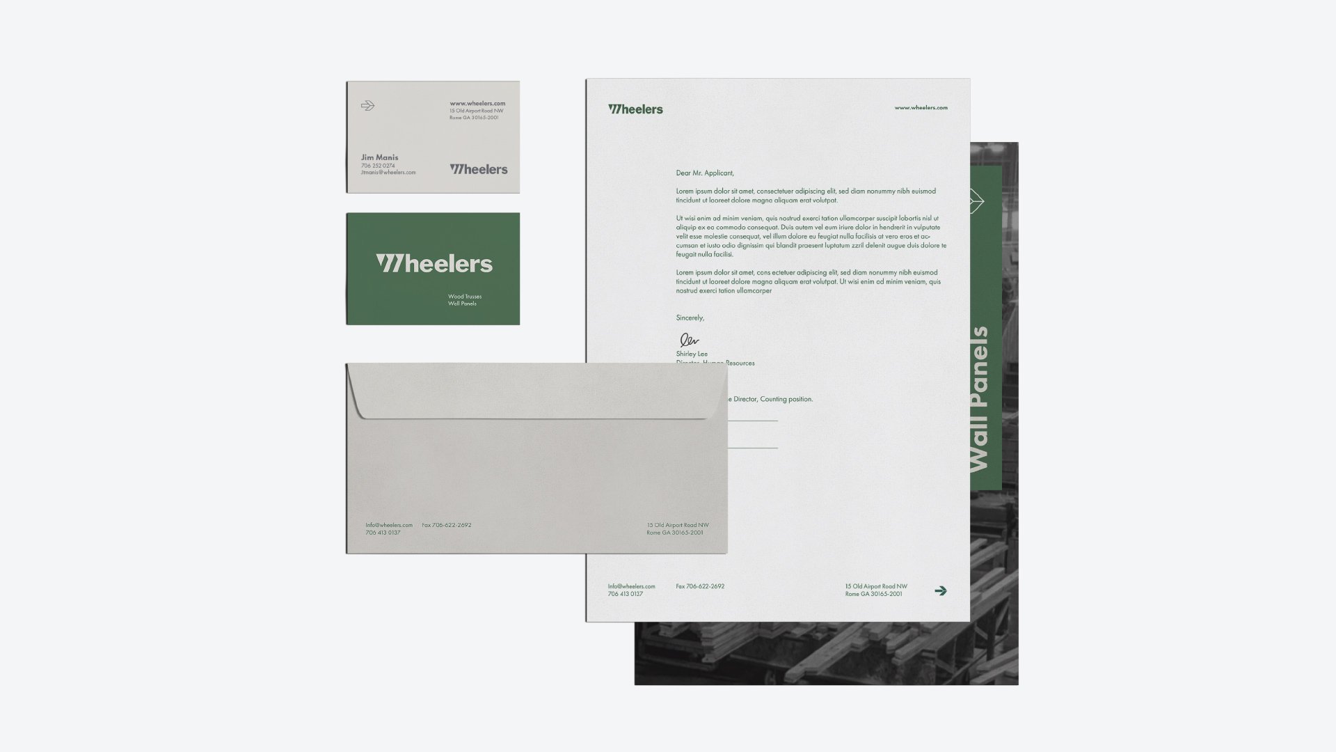 It’s important the sales team has the right tools. This includes a Wheelers letterhead, business cards, branded envelopes and a branded folder.