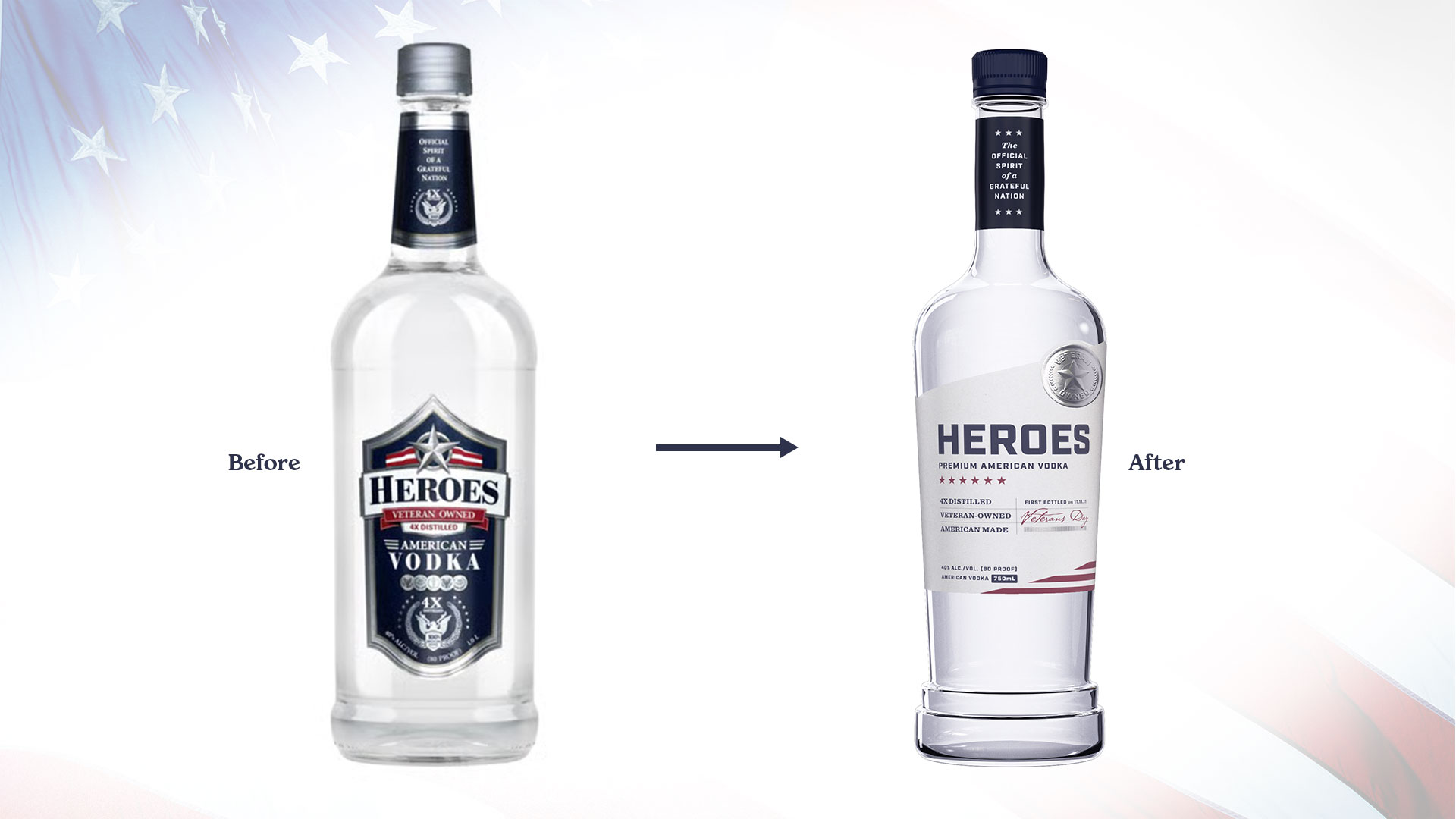Heroes Vodka Rebrand - Before and After