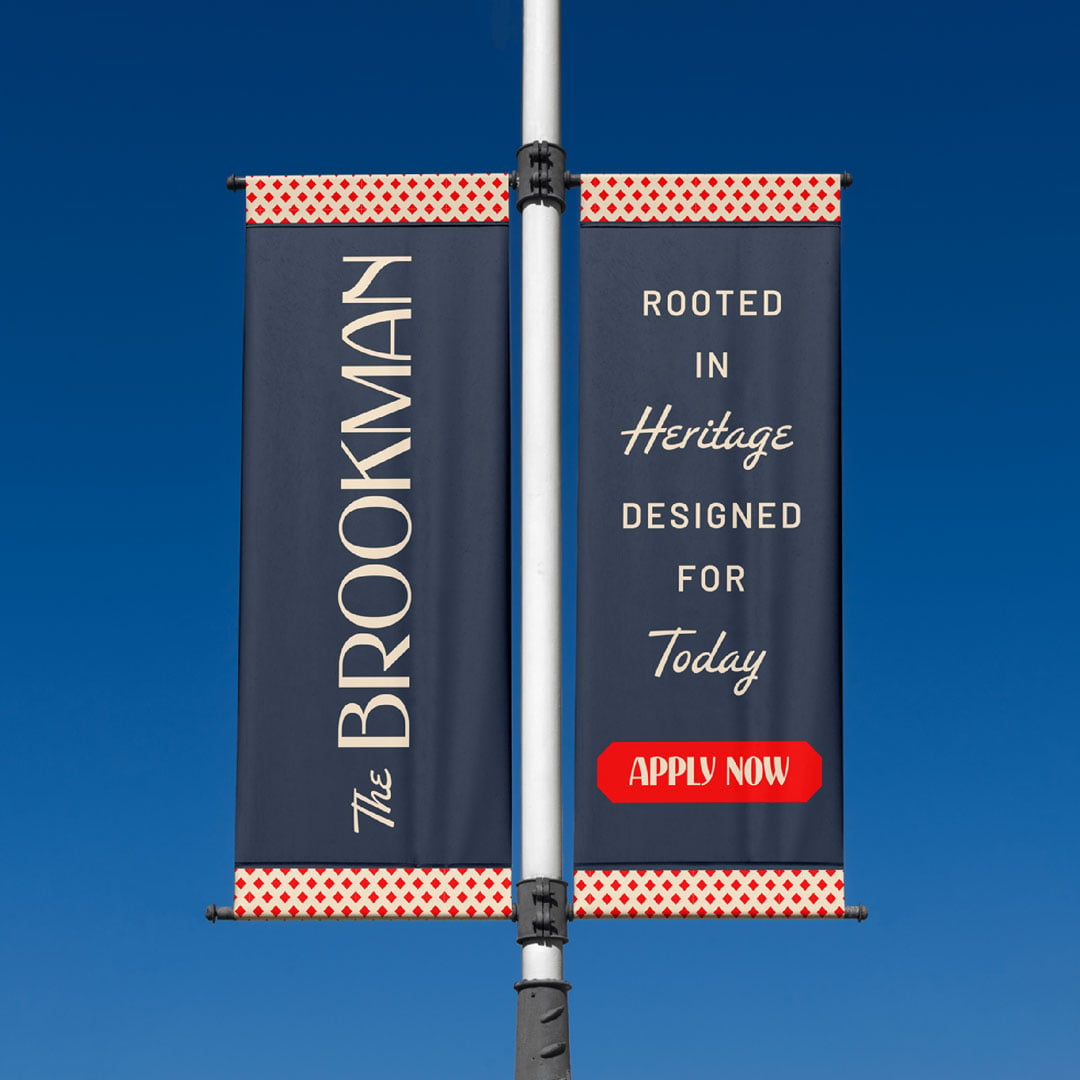 The Brookman build-to-rent community branding outdoor banners