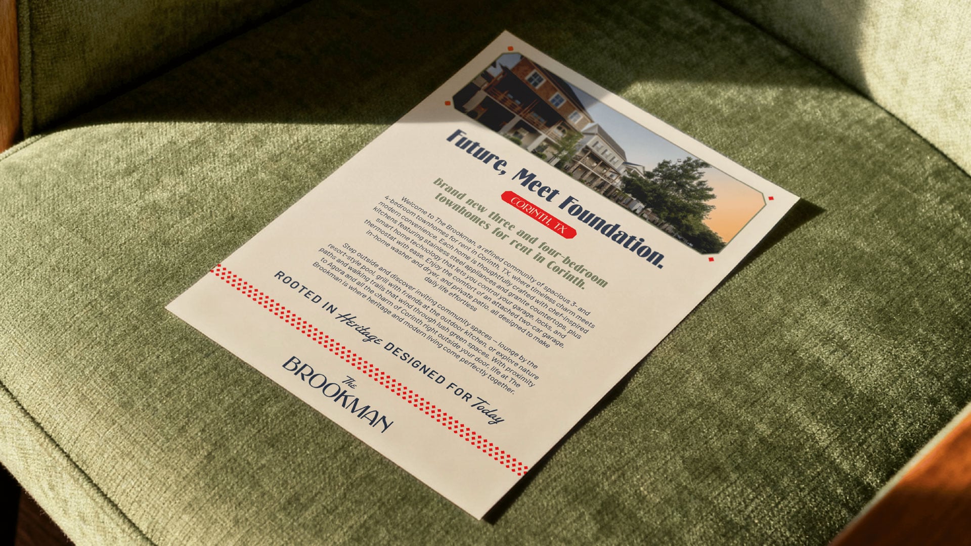 One-sheeter for The Brookman build-to-rent community real estate